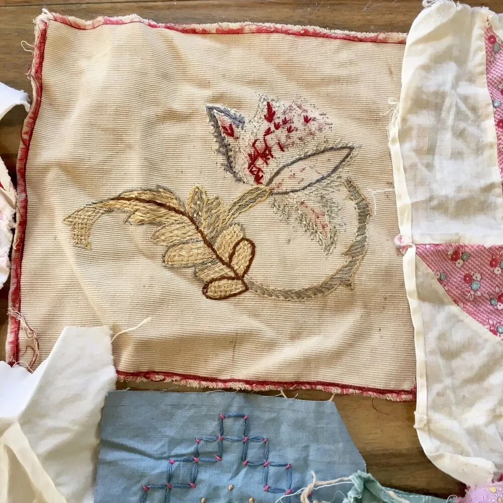 Quilt Block Salvage from old blankets & other blocks Vintage Find - Picture 8 of 12